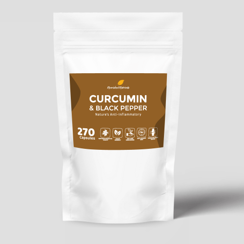 Curcumin and Black Pepper Capsules – Powerful Natural Inflammation & Joint Support (270 Capsules - 3 Month Refill Pack)
