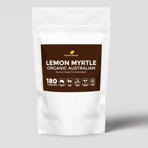 Australian Organic Lemon Myrtle Capsules – Natural Antioxidant & Immune Support (180 Capsules - 3 Month Refill Pack)